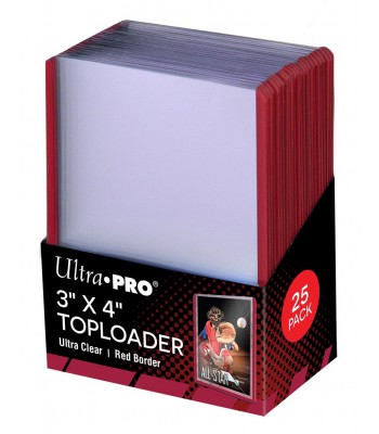 ULTRA PRO 3" X 4" Ultra Clear Red Border Toploader 35pt (25-ne pakk)